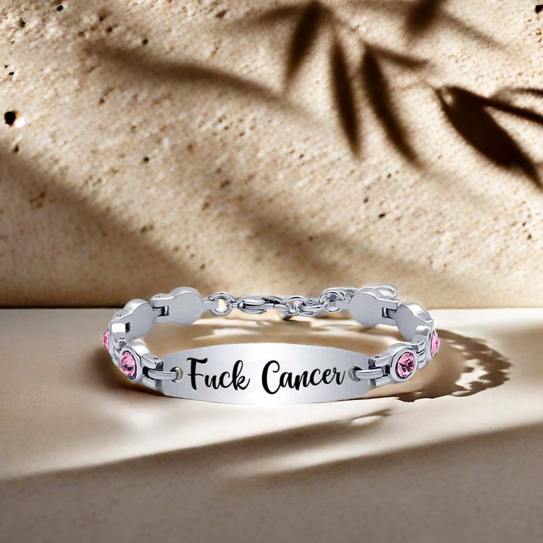 Fuck Cancer Circle Diamond Chain Bracelet