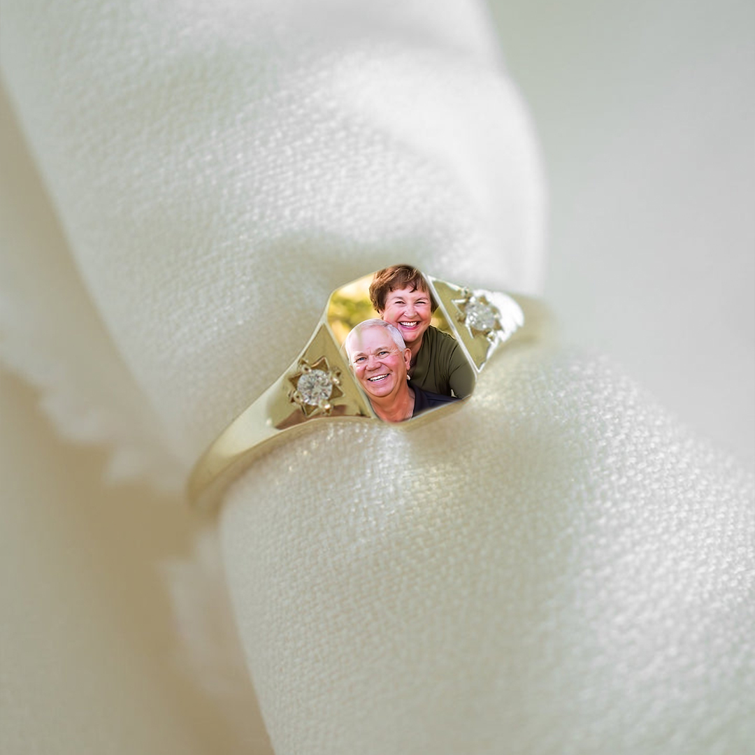 For Memorial - Customized Photo & Birthstones Ring