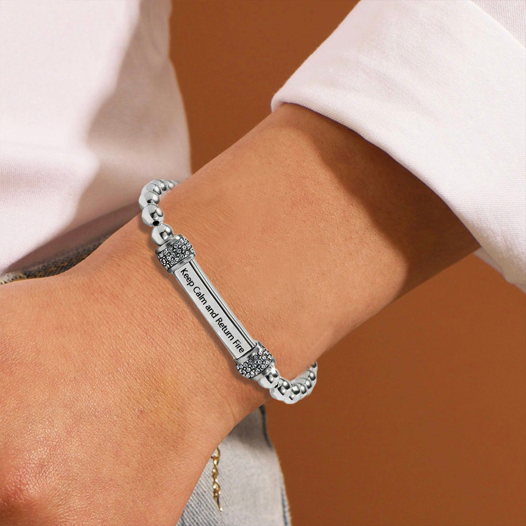 Keep Calm and Return Fire Dainty diamond bead Bracelet