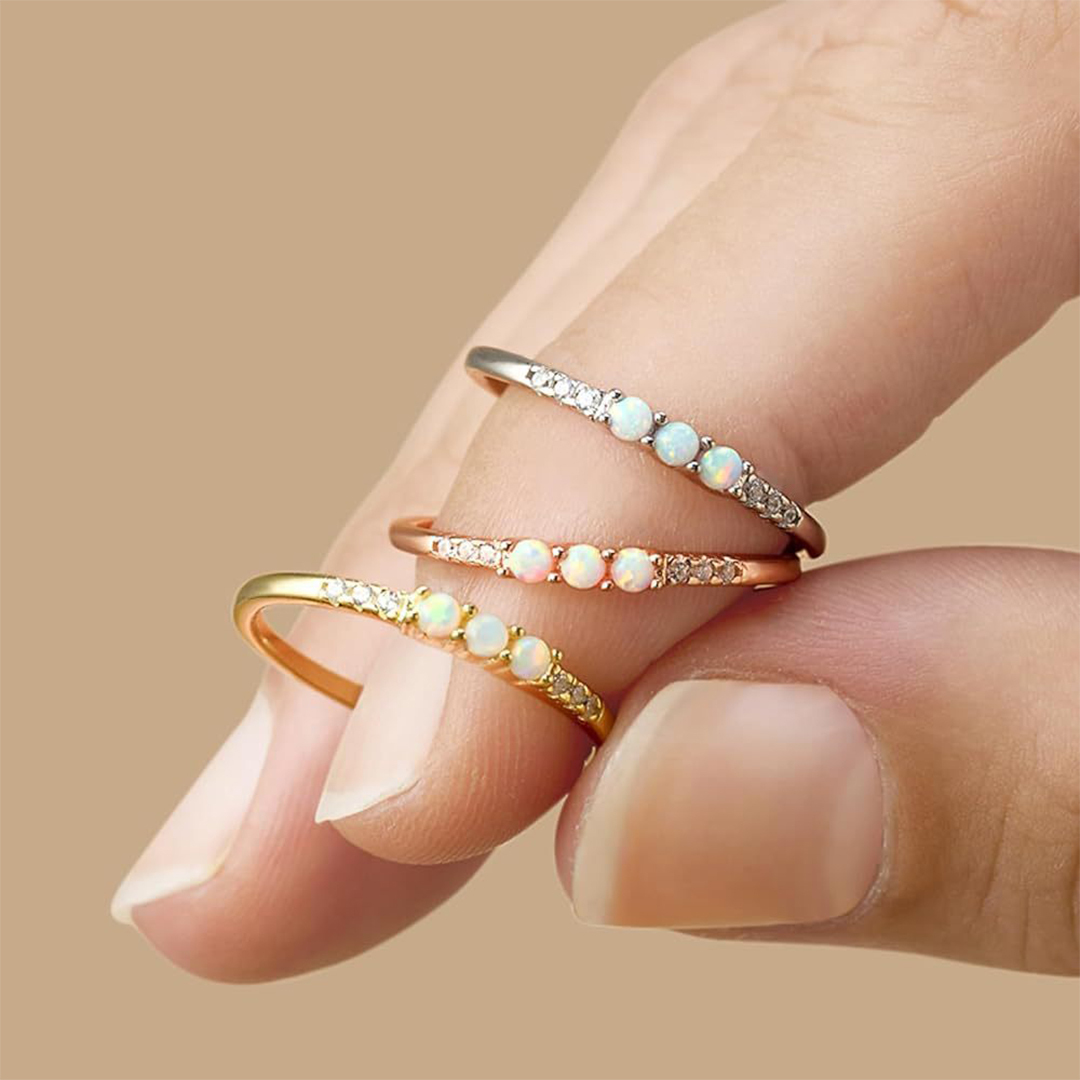 For Self - S925 Three Opals of Strength Ring