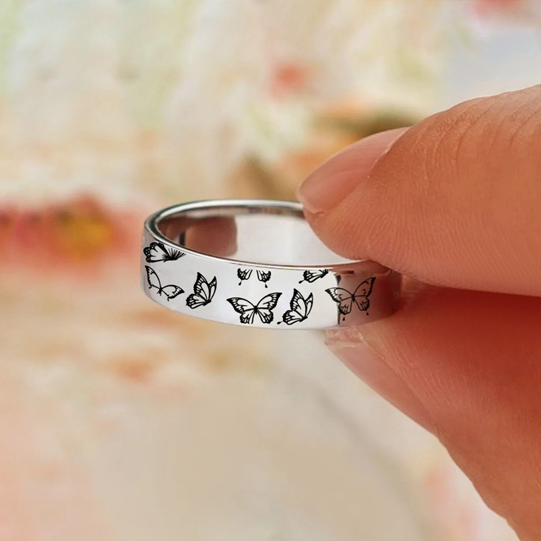 Butterfly stands for rebirth Ring