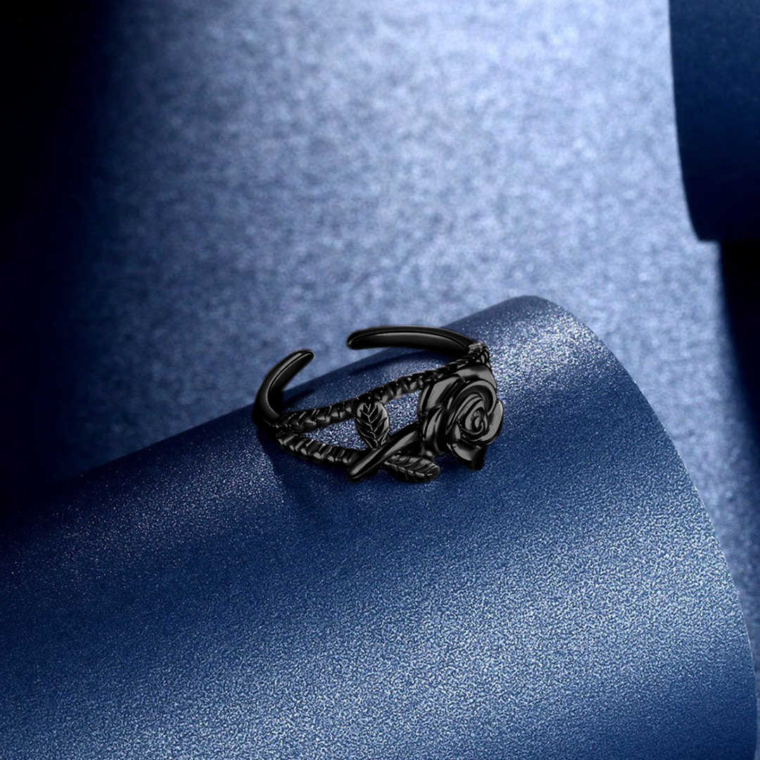 Strong As Fuck Black Rose Double Open Ring