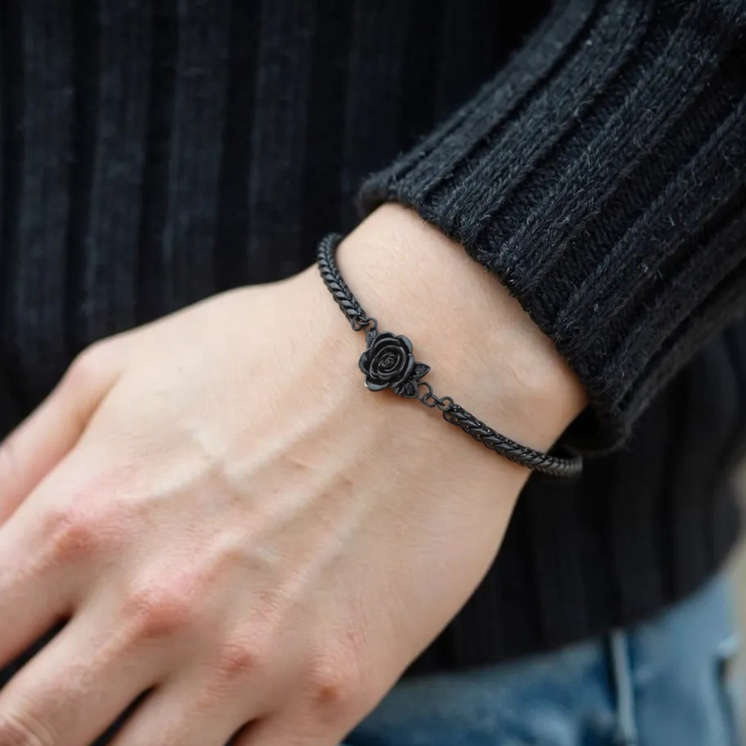 Black rose stands for survival Ashes Bracelet