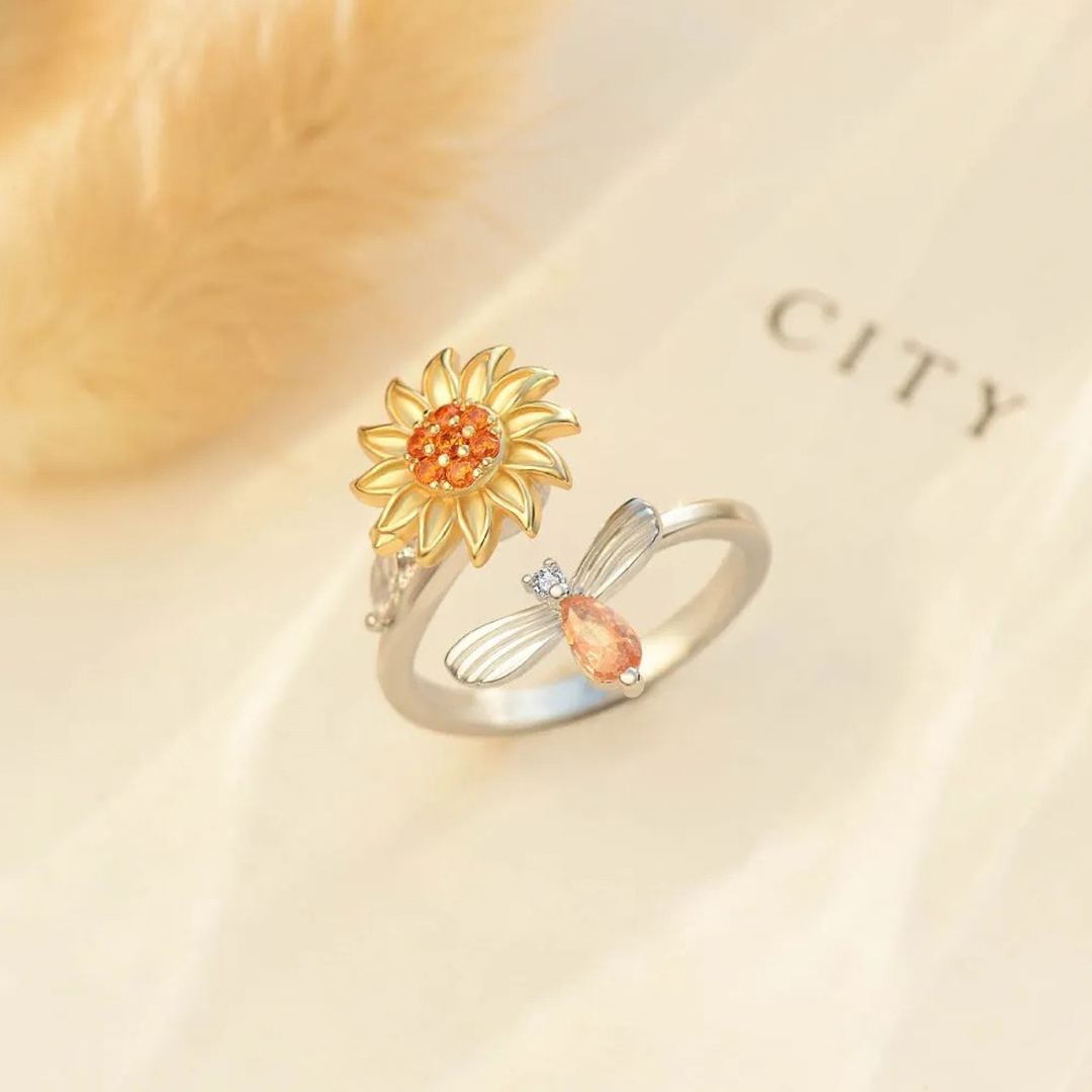 S925 Sunflower Fidget Ring