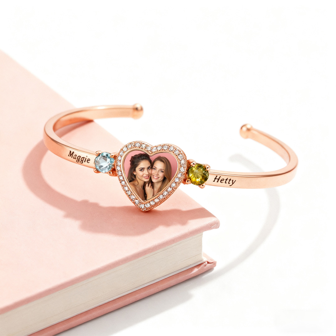 Custom Photo Birthstone Love Moment Carrying Bracelet