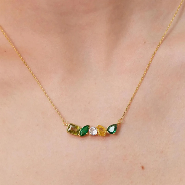 For Grandma Personalized Love Custom 5 Birthstone Family Necklace