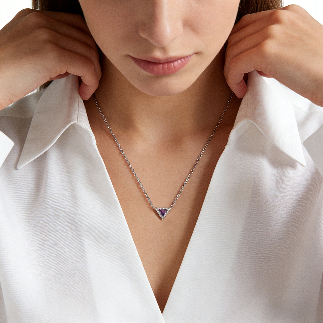 For Friend -S925 Badass Tribe Amethyst Triangle Necklace