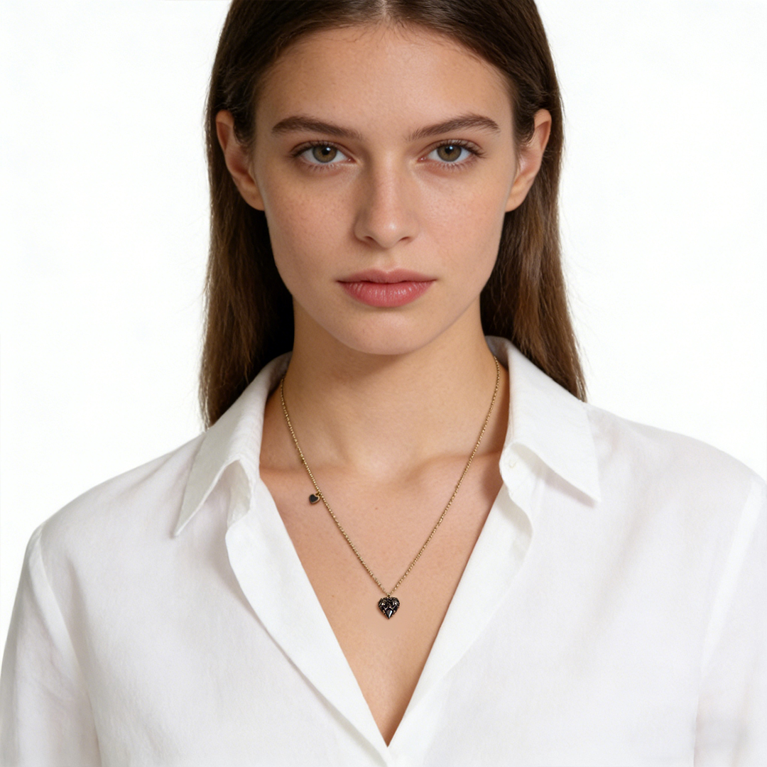 For Self-Black diamond heart necklace