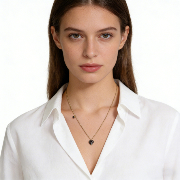 For Self-Black diamond heart necklace