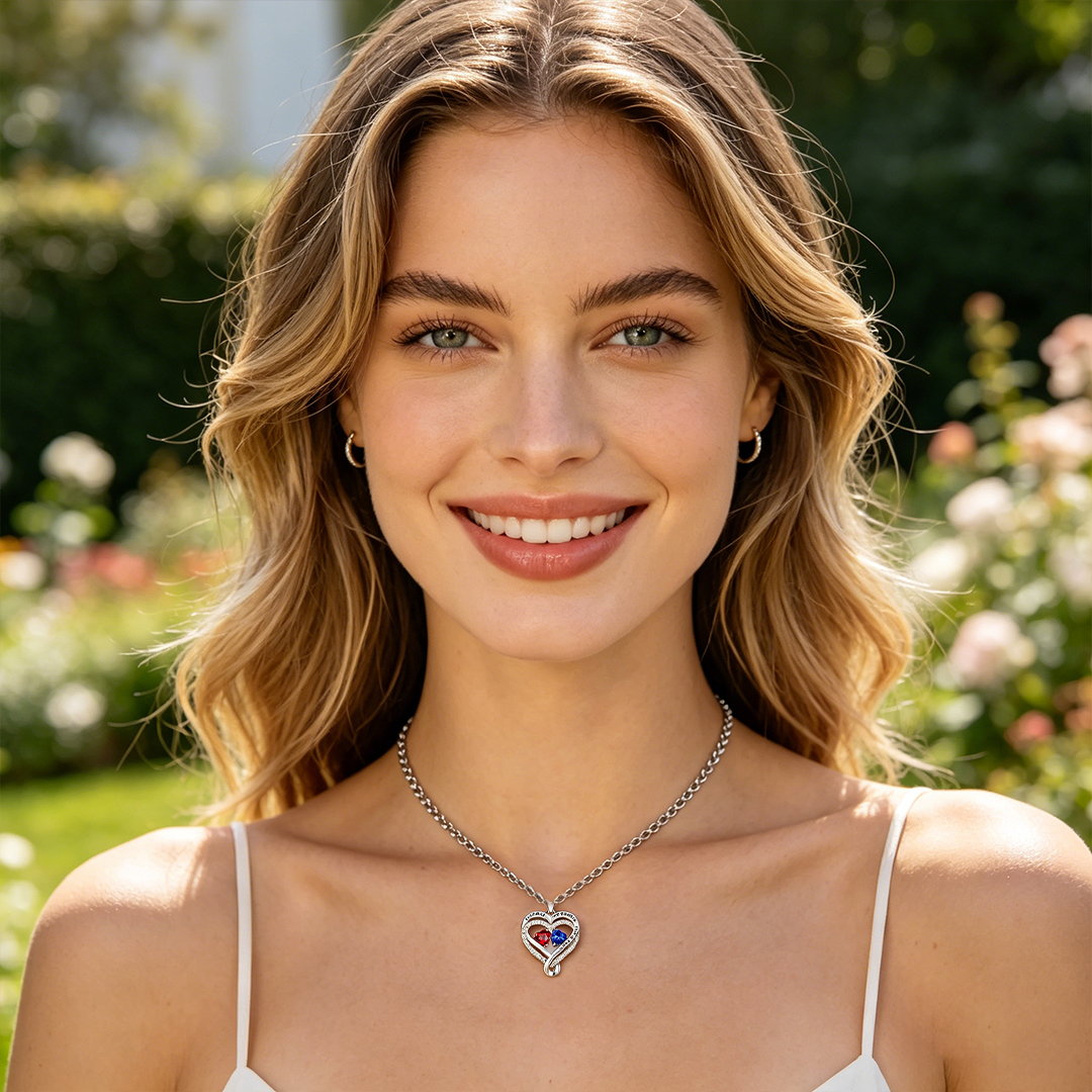 For Wife - How Special You're To Me Double Customized Birthstones & Hearts Diamond Necklace