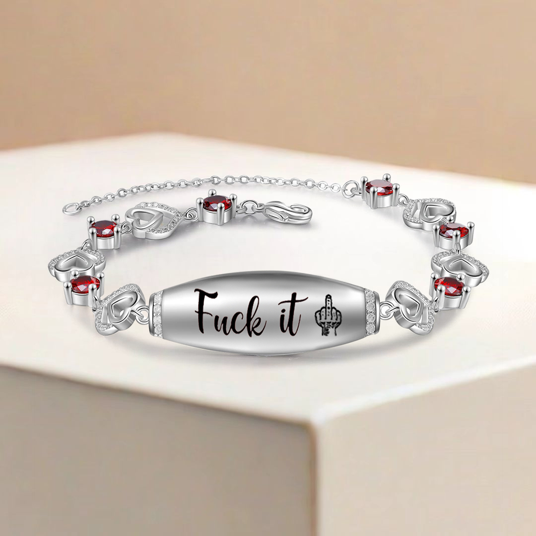 Fuck It Heart Red Circle Diamond Bracelet