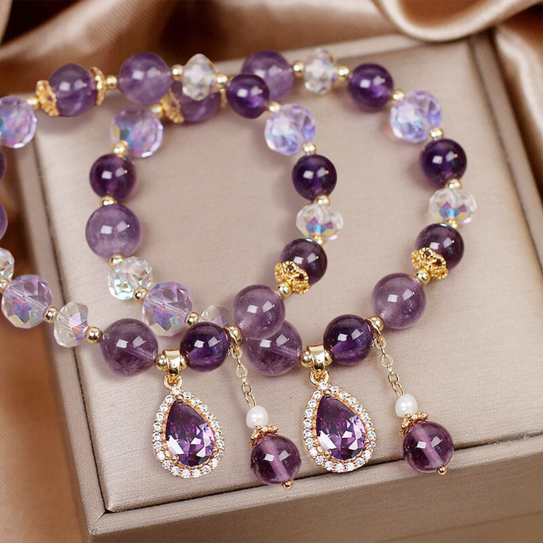 Amethyst Drop Beaded Bracelet