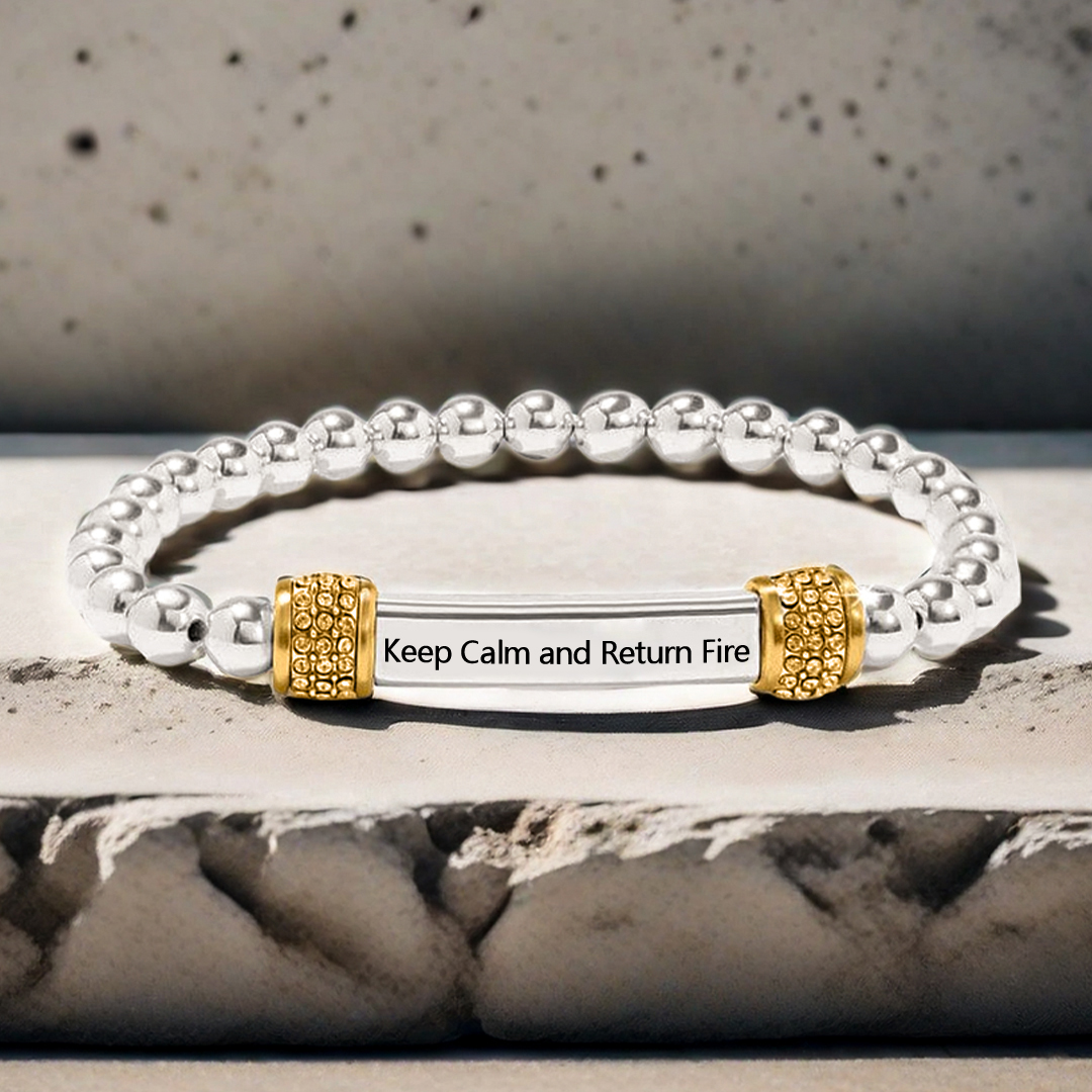 Keep Calm and Return Fire Dainty diamond bead Bracelet