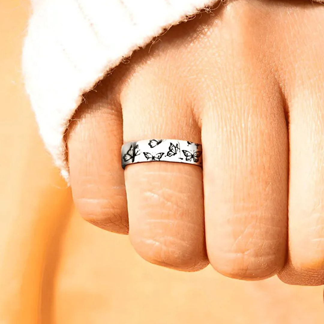 Butterfly stands for rebirth Ring