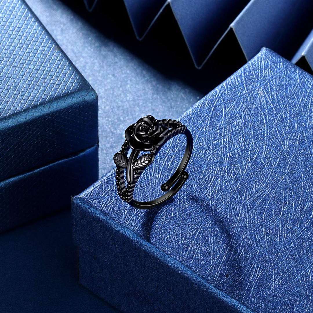 Strong As Fuck Black Rose Double Open Ring
