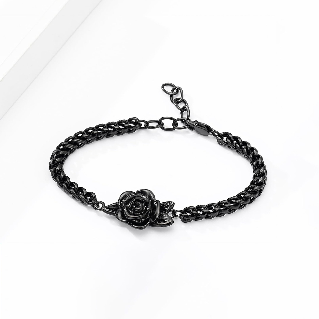 Black rose stands for survival Ashes Bracelet