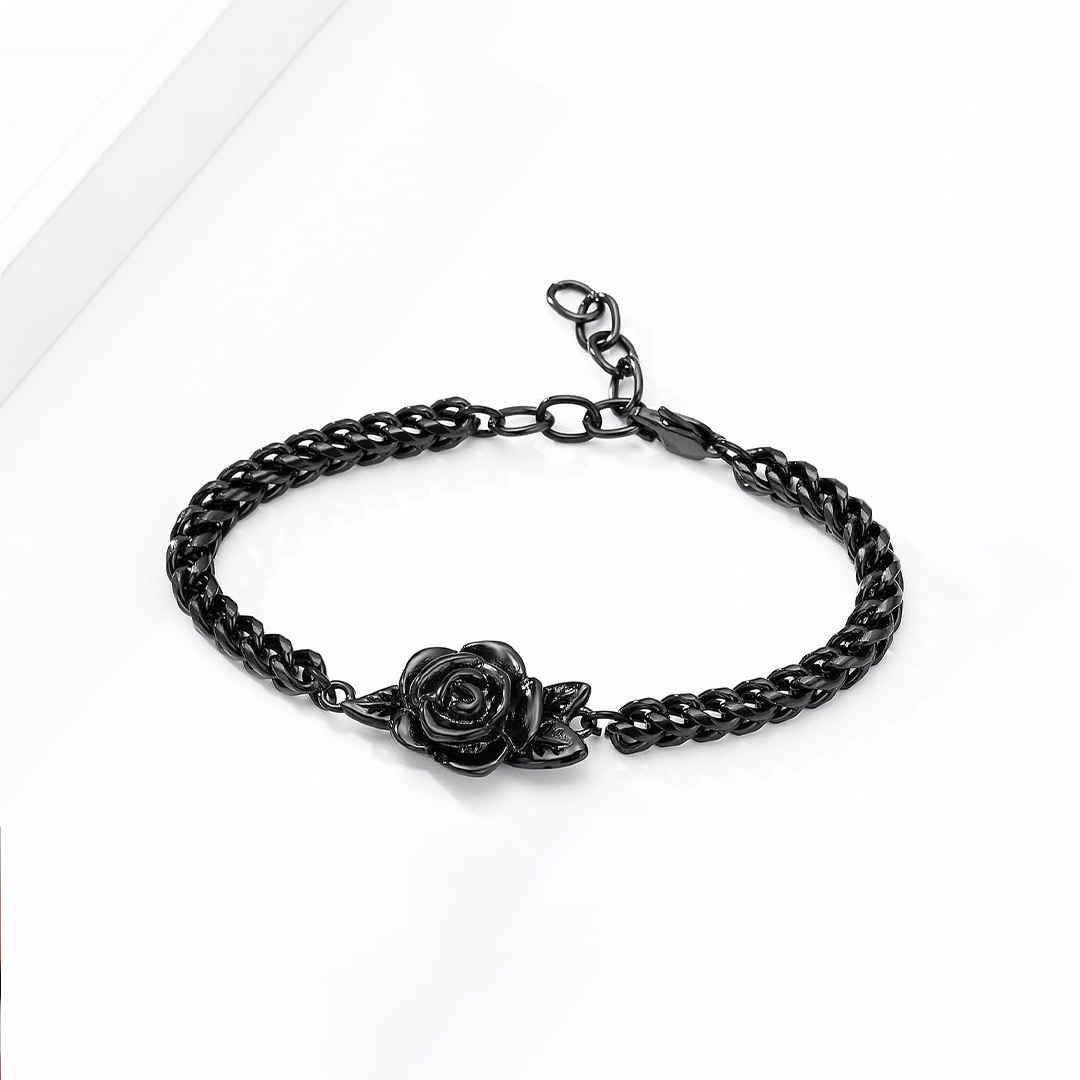 Black rose stands for survival Ashes Bracelet