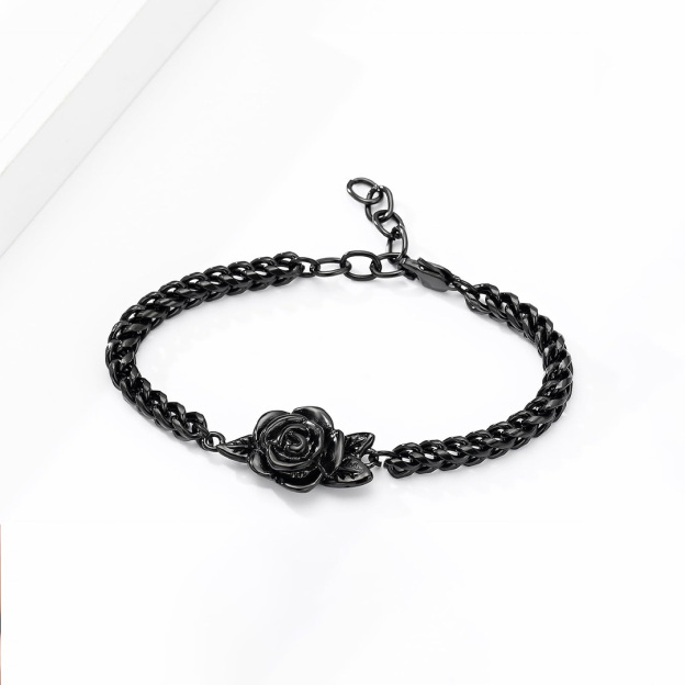 Black rose stands for survival Ashes Bracelet