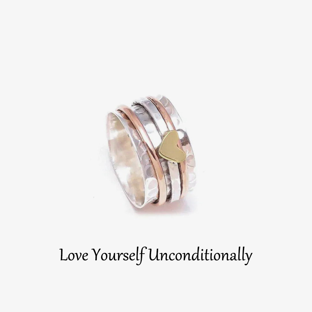 For Self - S925 Love Yourself Unconditionally Love Spinner Heart Ring