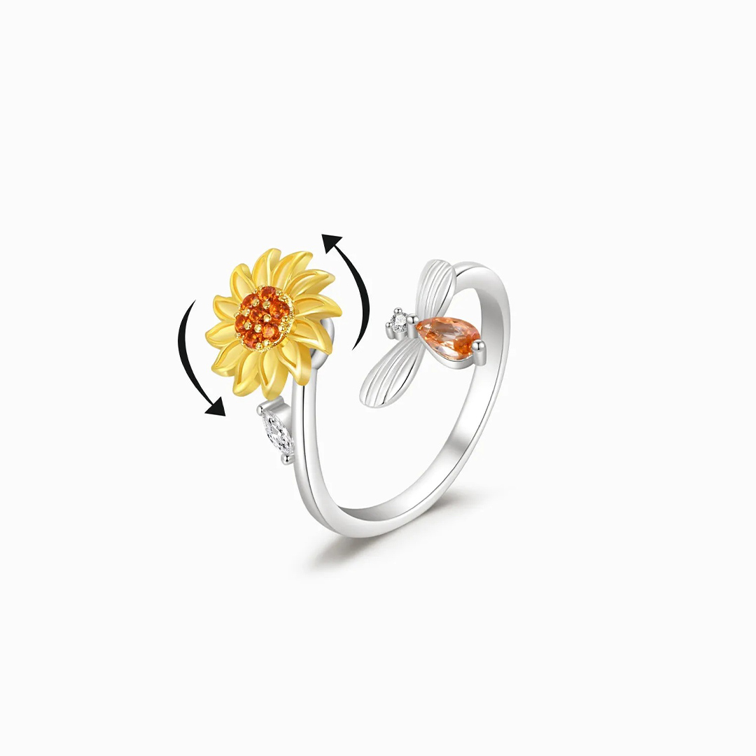 S925 Sunflower Fidget Ring