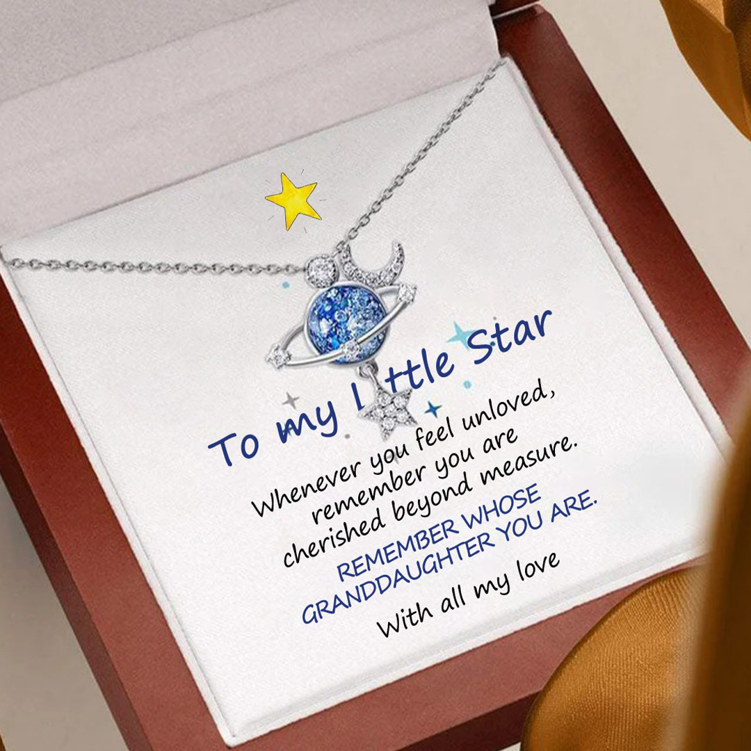 For Granddaughter - My Little Star Blue Crystal Planet Necklace 