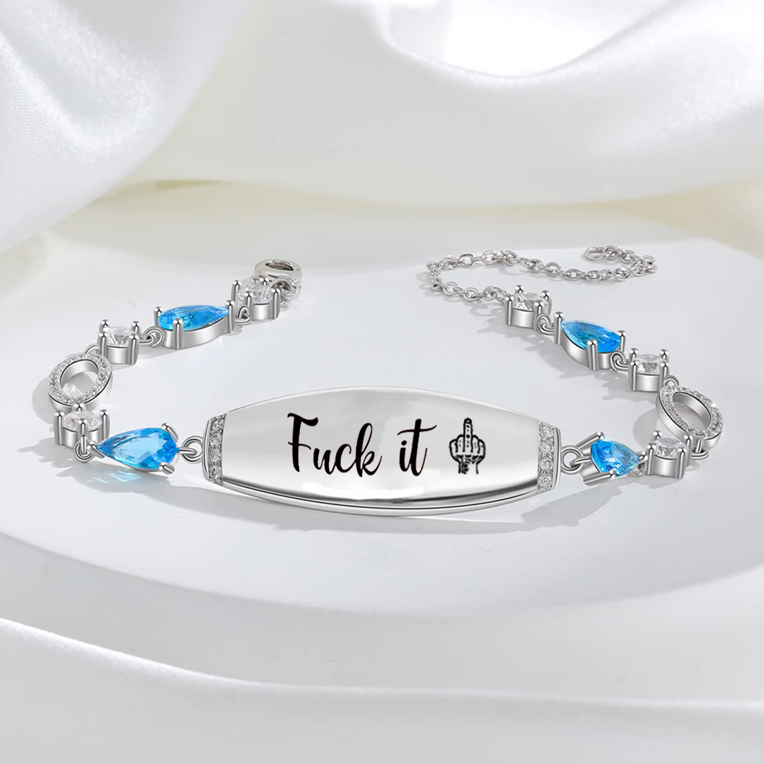 Fuck It Engraved Blue Diamond Bracelet