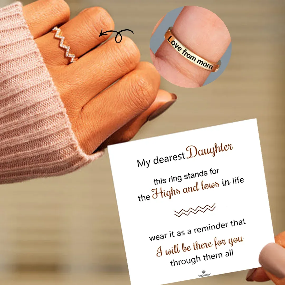 For Daughter - Mom's Love Highs & Lows Wave Ring
