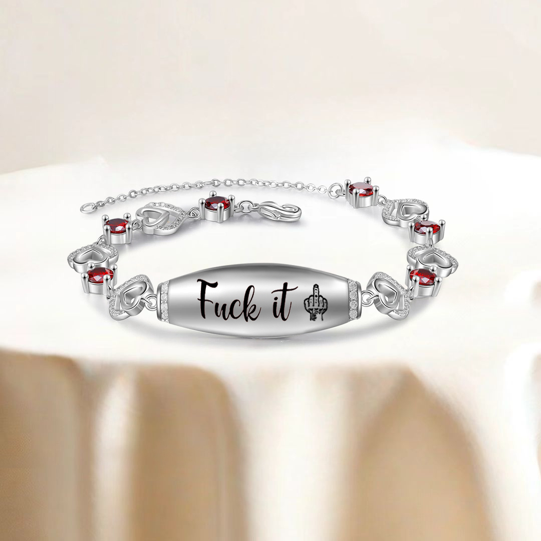 Fuck It Heart Red Circle Diamond Bracelet