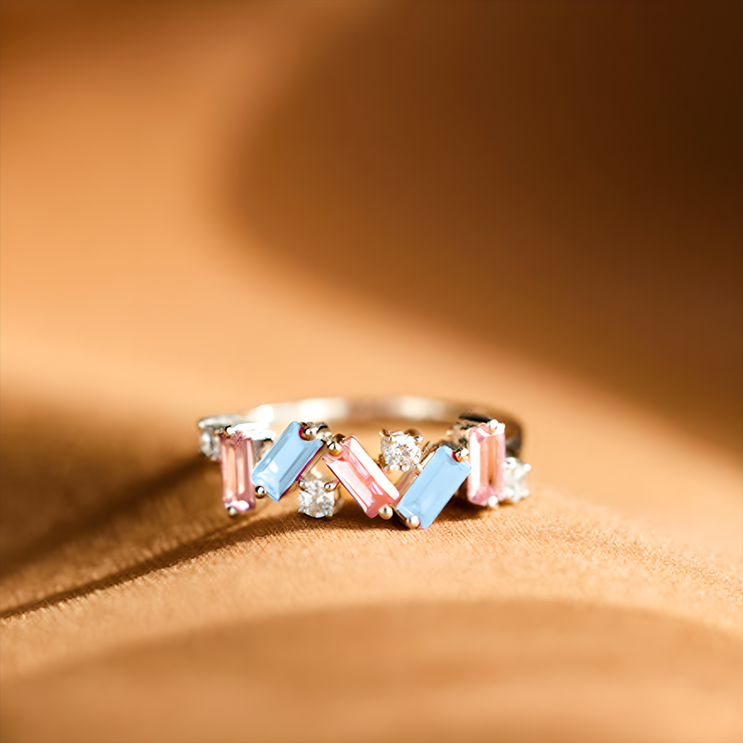 For Memorial - Mama Of An Angel Pink&Blue Broken Ring