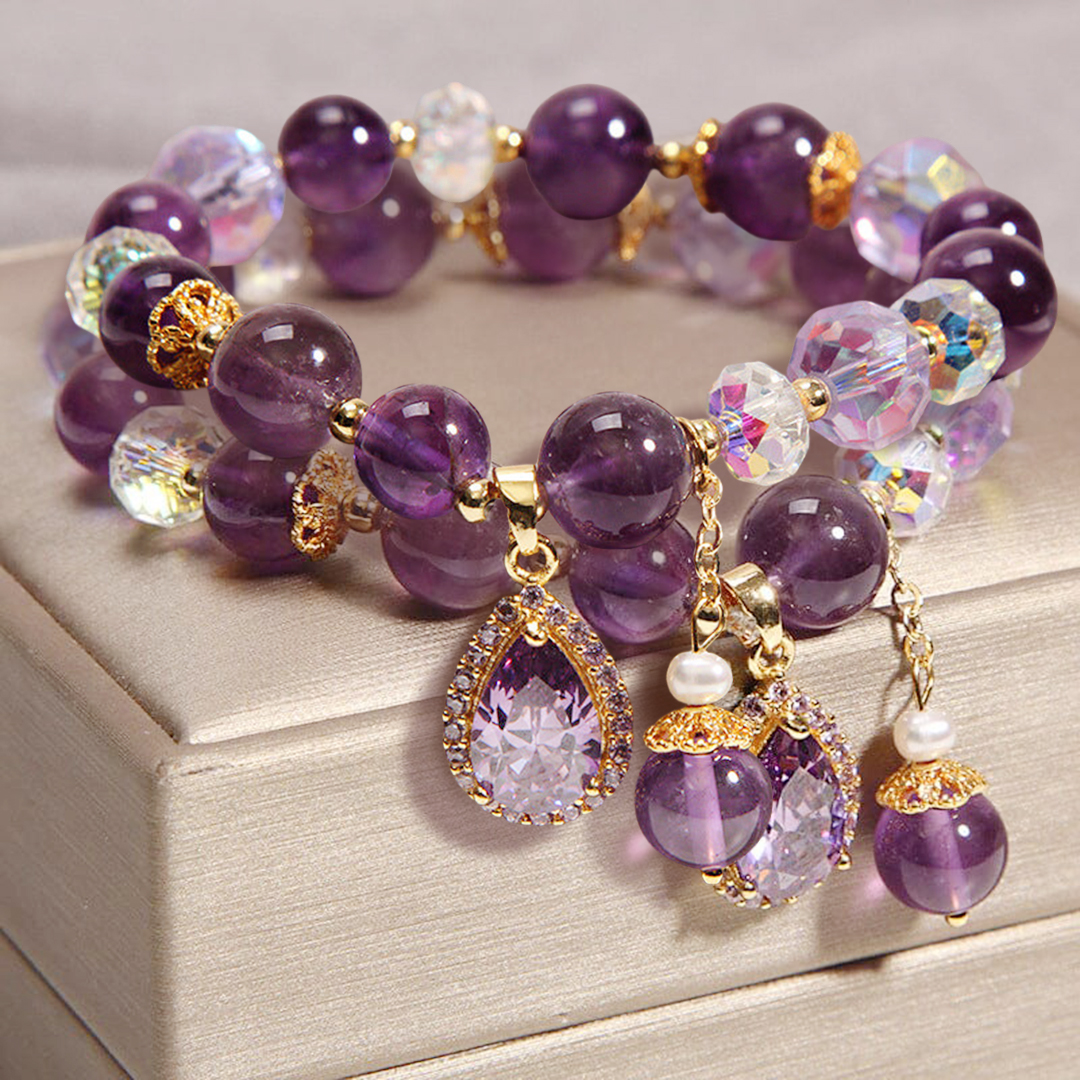 Amethyst Drop Beaded Bracelet