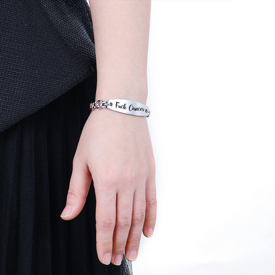 Fuck Cancer Circle Diamond Chain Bracelet