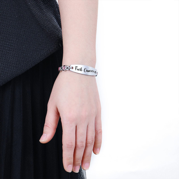 Fuck Cancer Circle Diamond Chain Bracelet