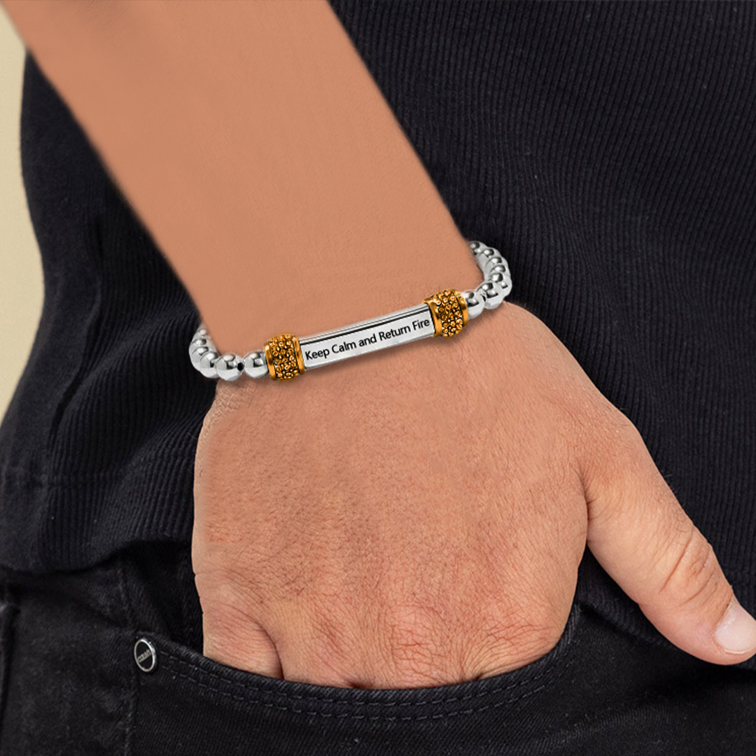 Keep Calm and Return Fire Dainty diamond bead Bracelet