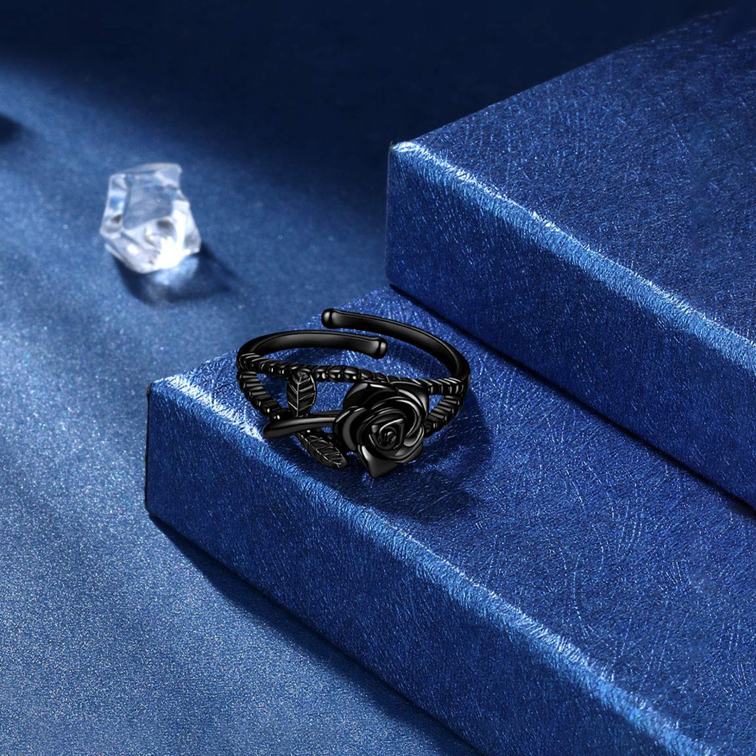 Strong As Fuck Black Rose Double Open Ring