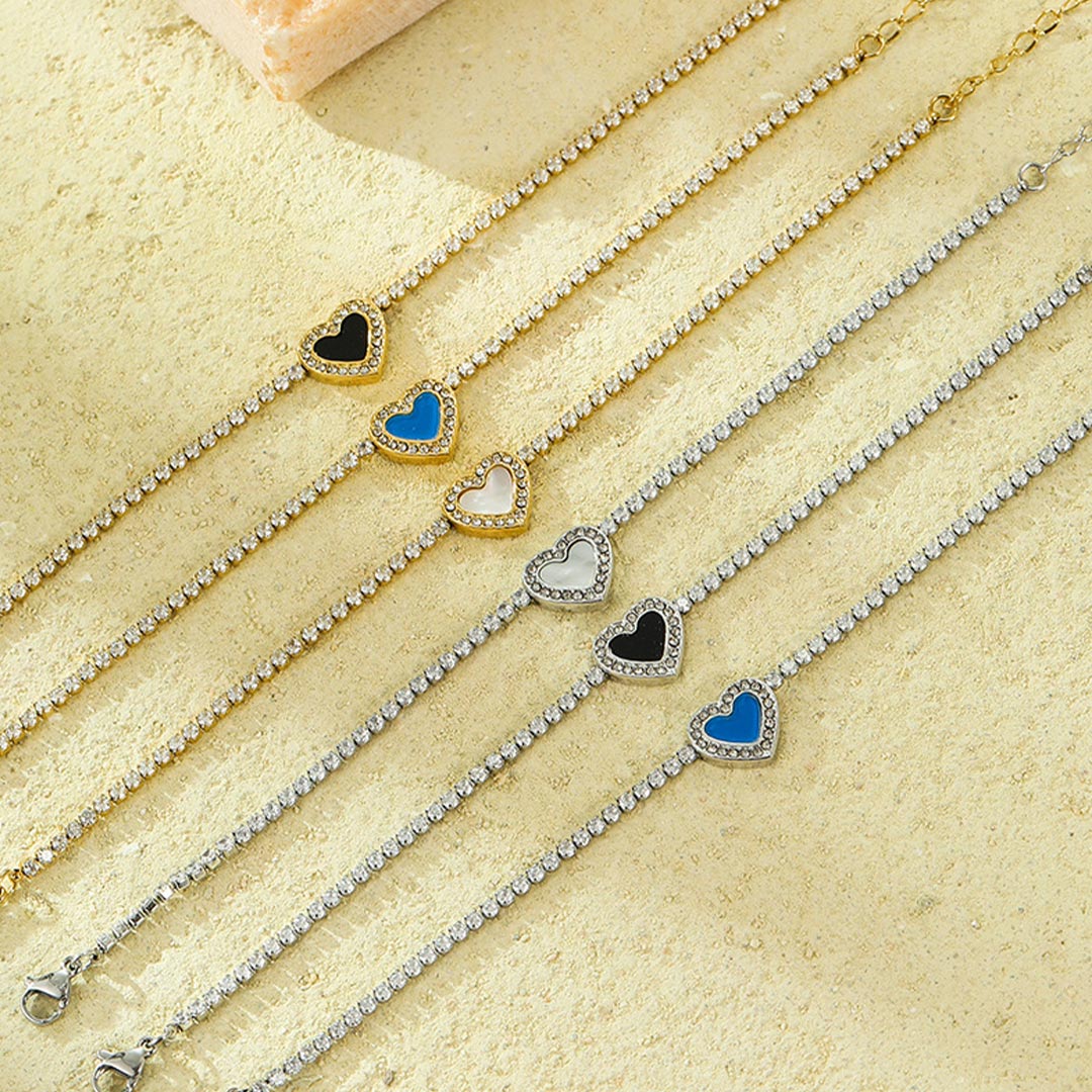 Glaze Heart Tennis Bracelet