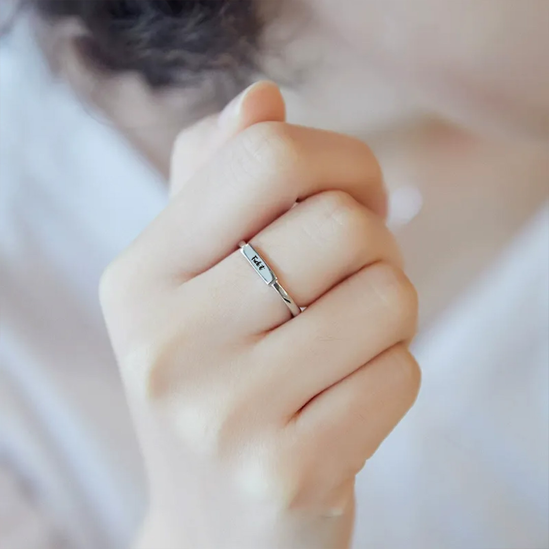 Fuck It Silver Bar Open Ring