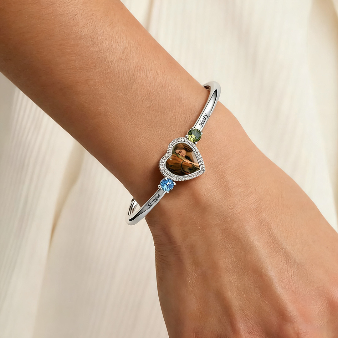 Custom Photo Birthstone Love Moment Carrying Bracelet
