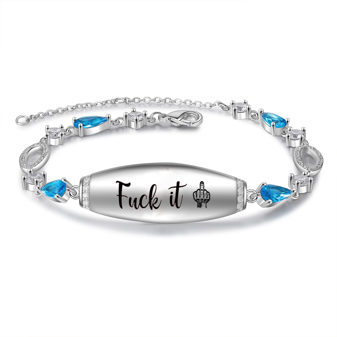 Fuck It Engraved Blue Diamond Bracelet