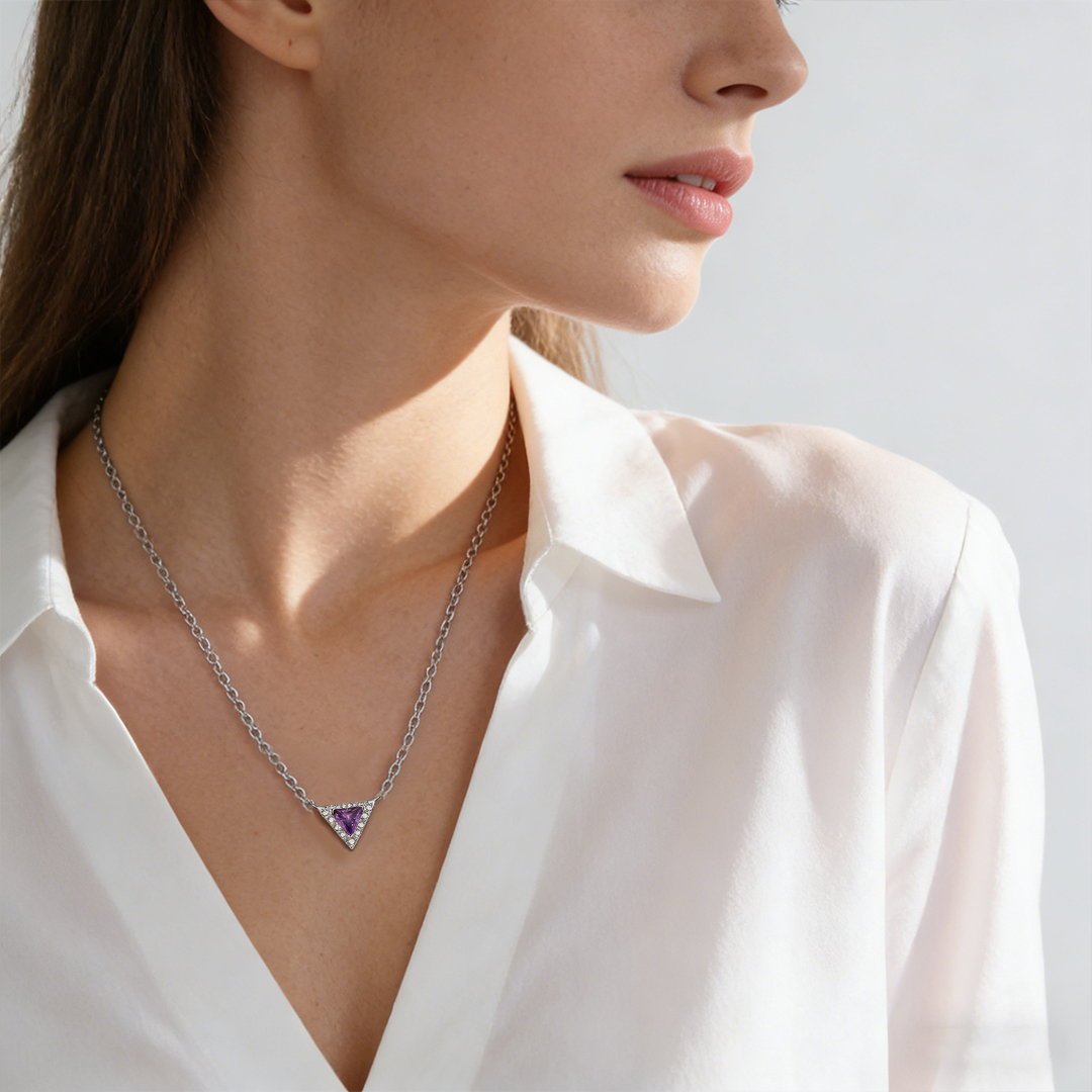 For Friend -S925 Badass Tribe Amethyst Triangle Necklace