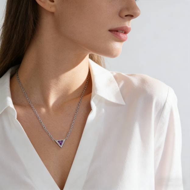 For Friend -S925 Badass Tribe Amethyst Triangle Necklace