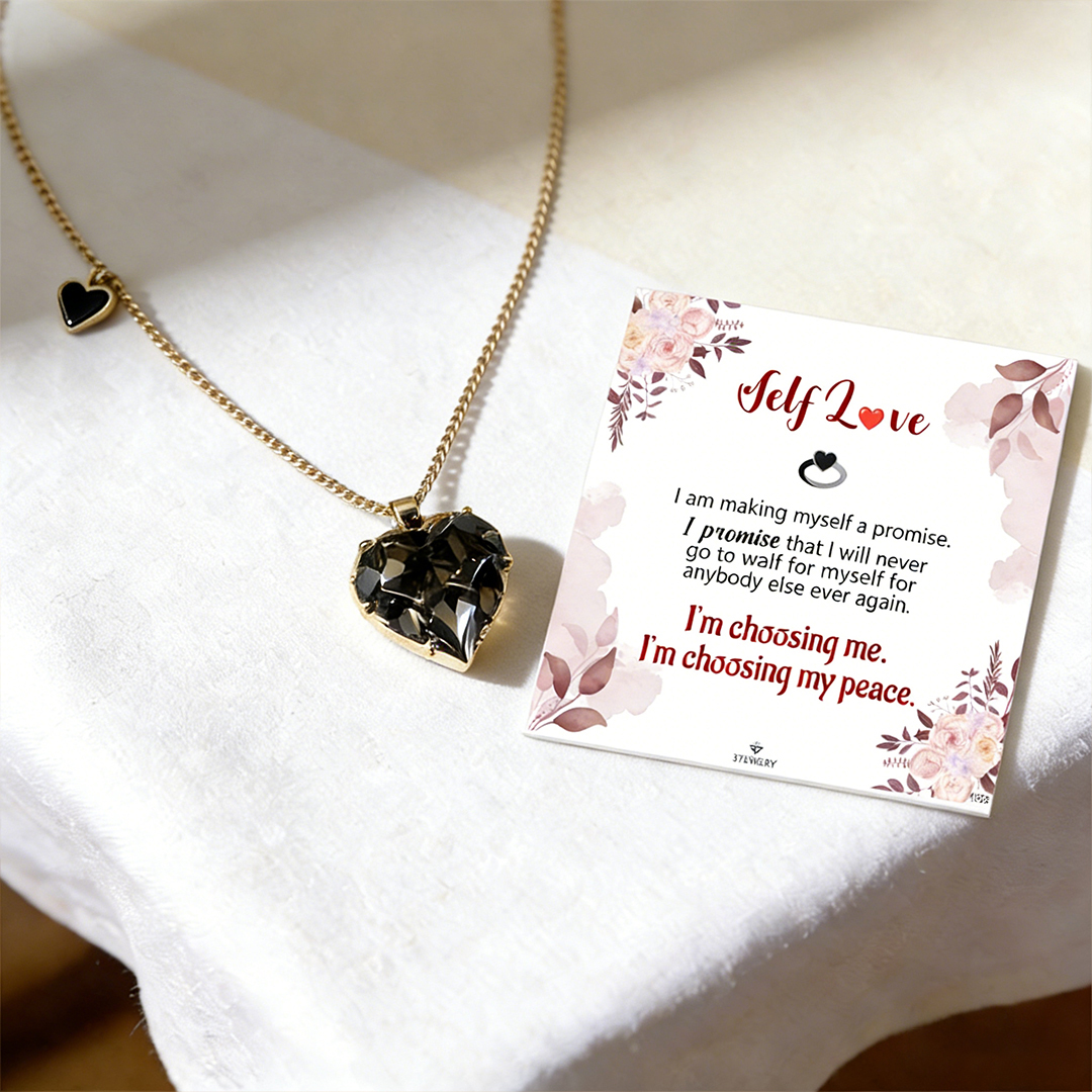 For Self-Black diamond heart necklace