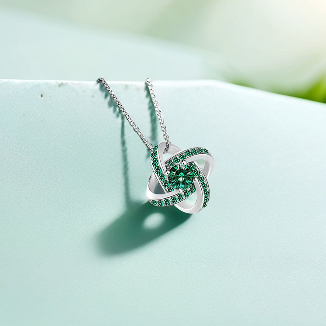 Irish Celtic Knot Emerald Necklace