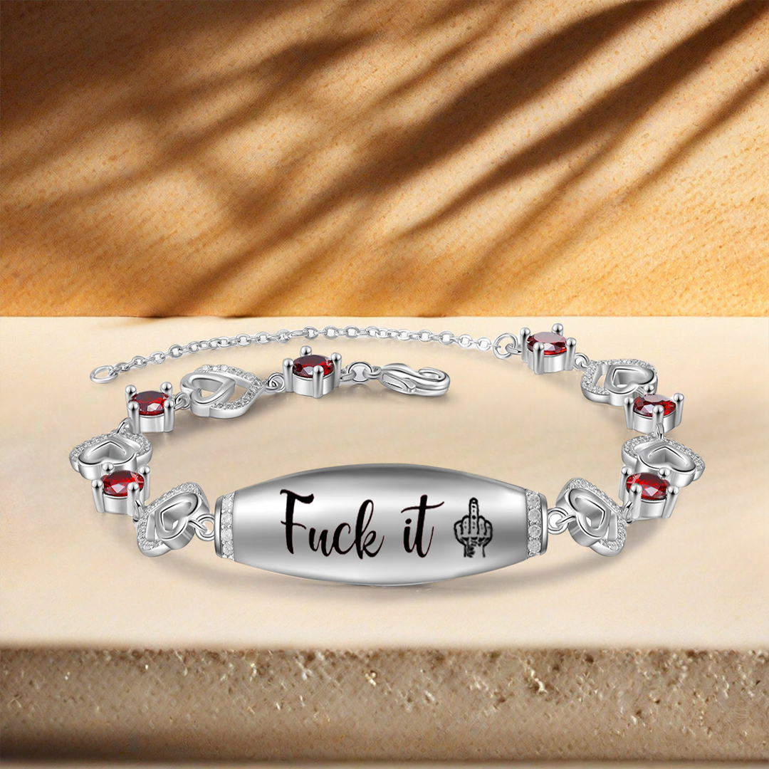 Fuck It Heart Red Circle Diamond Bracelet