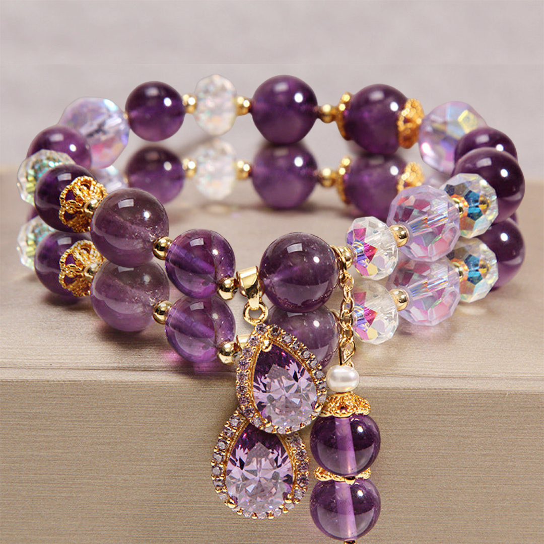 Amethyst Drop Beaded Bracelet