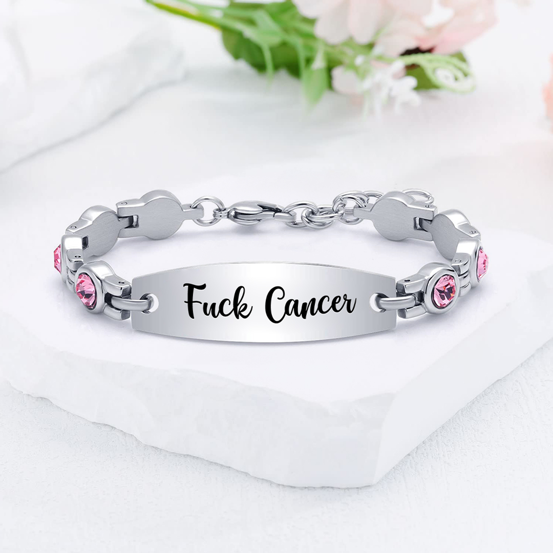 Fuck Cancer Circle Diamond Chain Bracelet