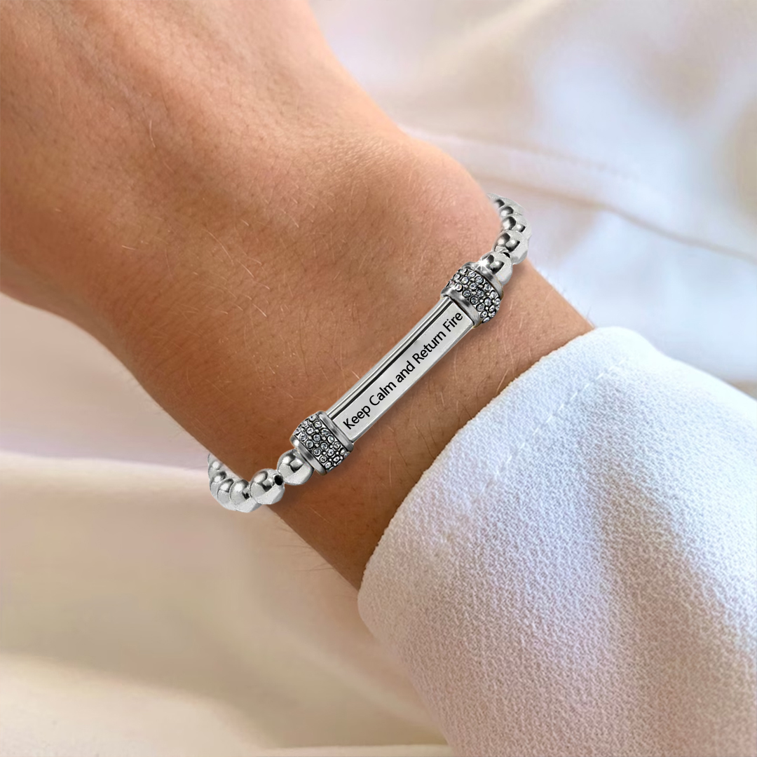 Keep Calm and Return Fire Dainty diamond bead Bracelet