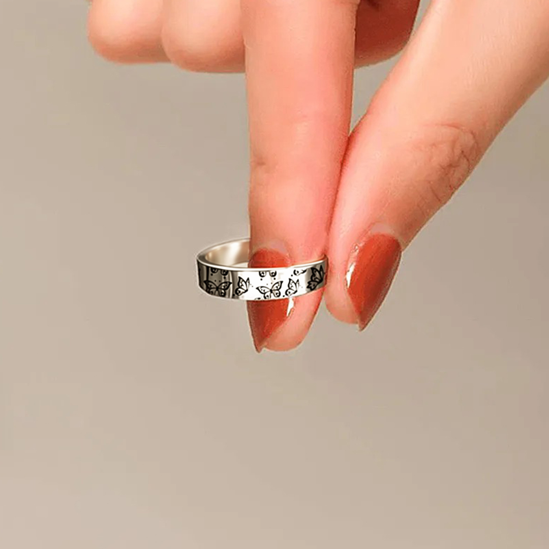 Butterfly stands for rebirth Ring
