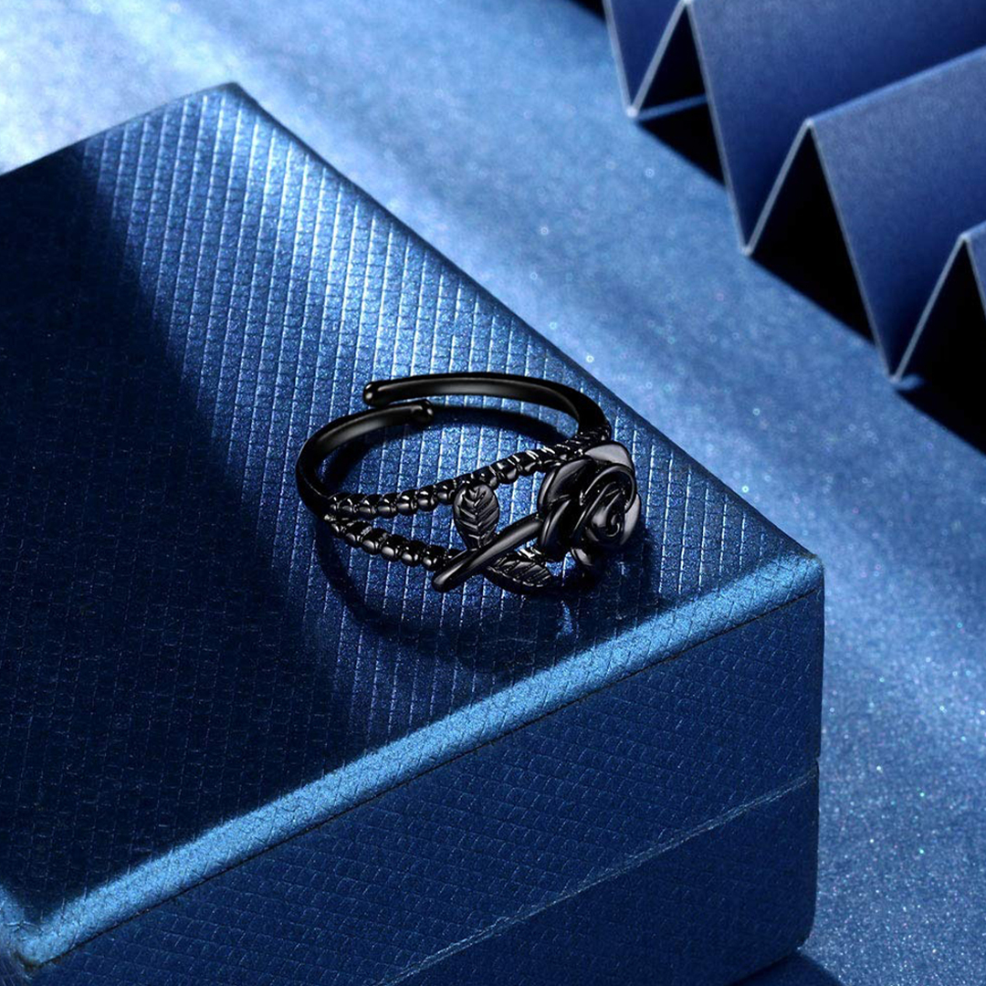 Strong As Fuck Black Rose Double Open Ring