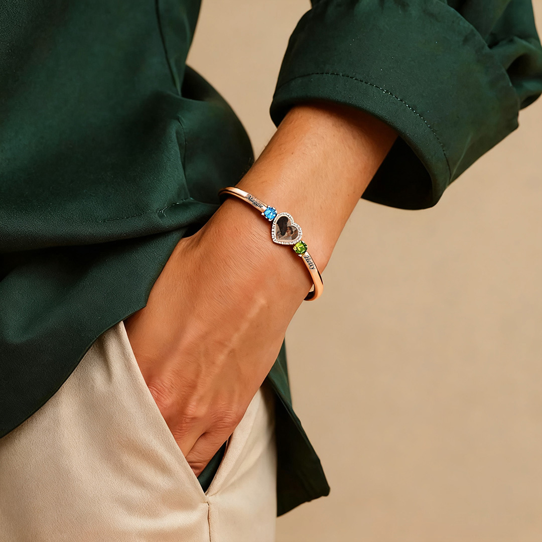 Custom Photo Birthstone Love Moment Carrying Bracelet