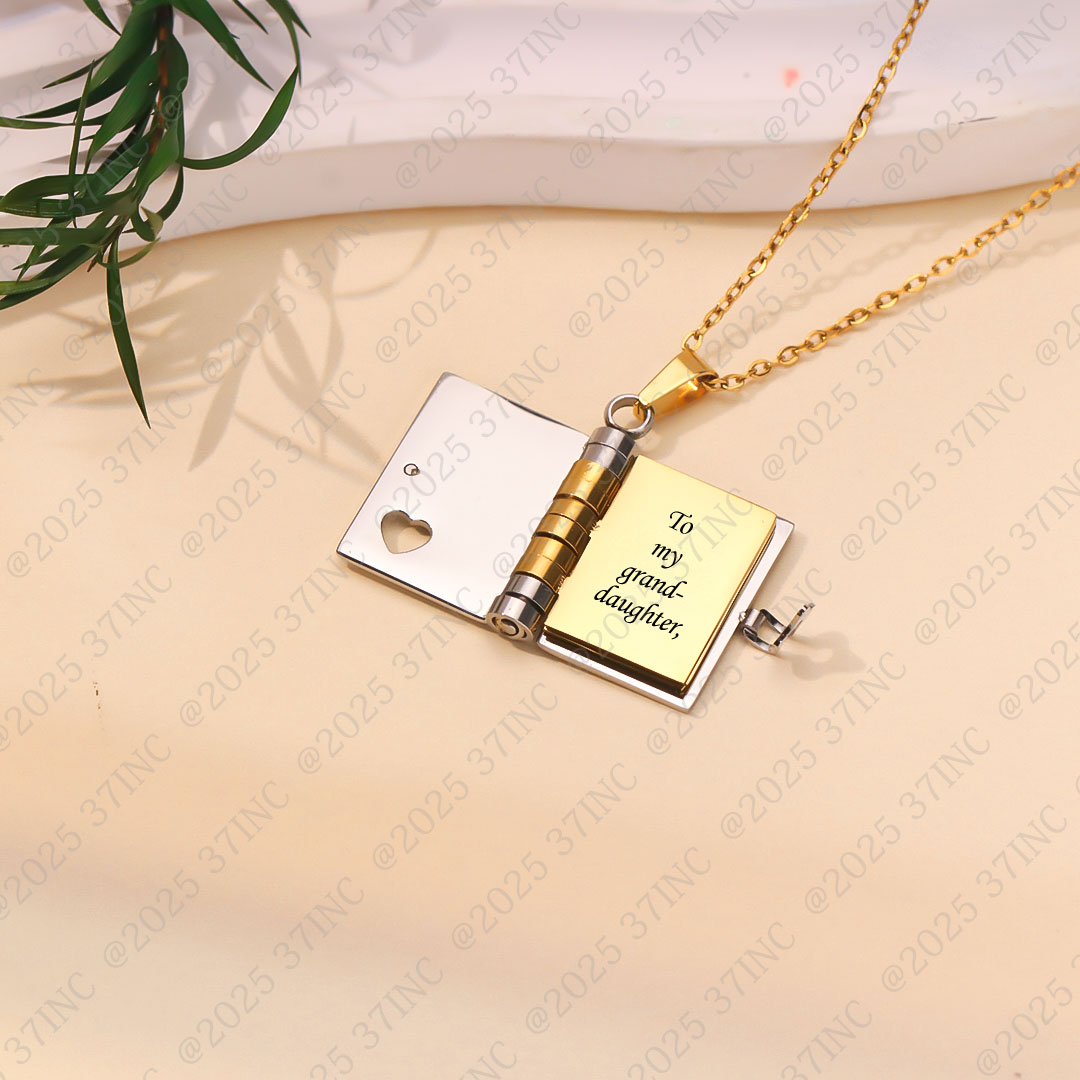 For Granddaughter - My Love Will Follow You Book Necklace